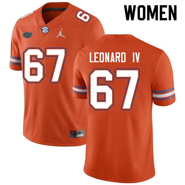 Women #67 Richie Leonard IV Florida Gators College Football Jerseys Sale-Orange